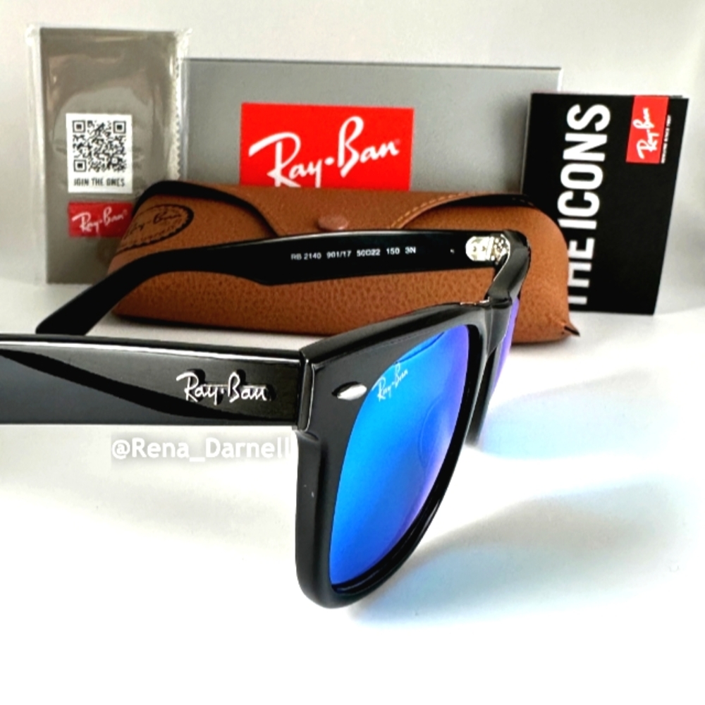 (FREE SHIPPING) RayBan Wayfarer Blue Mirror RB2140 New - Picture 6 of 16